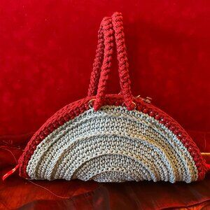 Macrame, Half Moon, Two Colors Woman Handbag